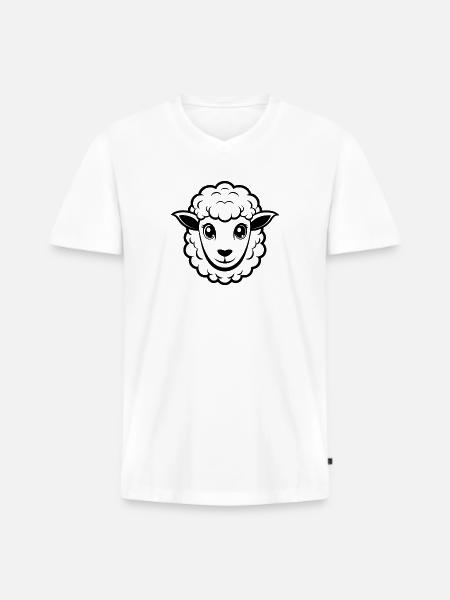 Cute sheep face - Men's Premium Organic T-shirt with V-neck - white