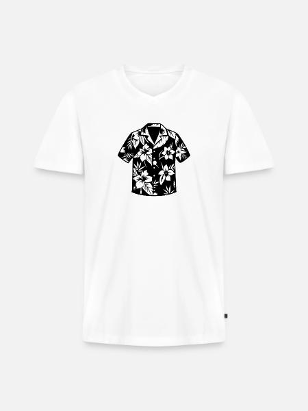 Hawaiihemd - Männer Premium Bio T-Shirt mit V-Ausschnitt - Weiß