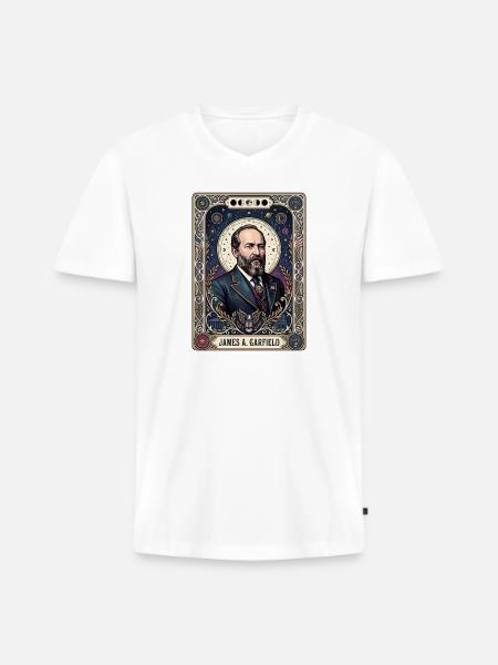 James A Tarotkarte - Männer Premium Bio T-Shirt mit V-Ausschnitt - Weiß
