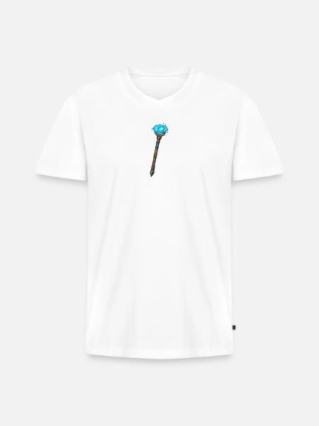 Magischer Kristallstab Blau - Männer Premium Bio T-Shirt mit V-Ausschnitt - Weiß