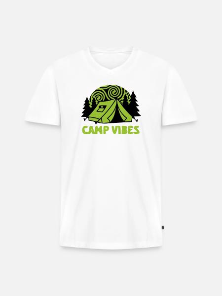 Tent Camp Vibes Logo - Men's Premium Organic T-shirt with V-neck - white