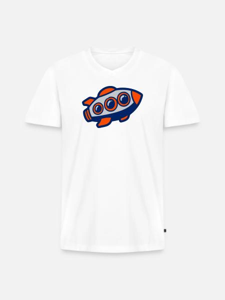 Space Rocket Illustration - Men's Premium Organic T-shirt with V-neck - white