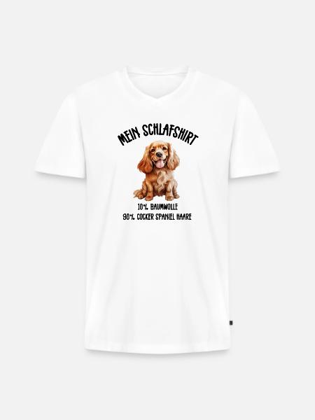 Cocker Spaniel Schlafshirt Froh - Männer Premium Bio T-Shirt mit V-Ausschnitt - Weiß