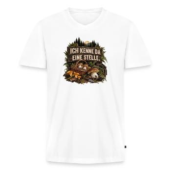 Pilzsammler - Männer Premium Bio T-Shirt mit V-Ausschnitt - Weiß - Vorne - Nico (187cm)