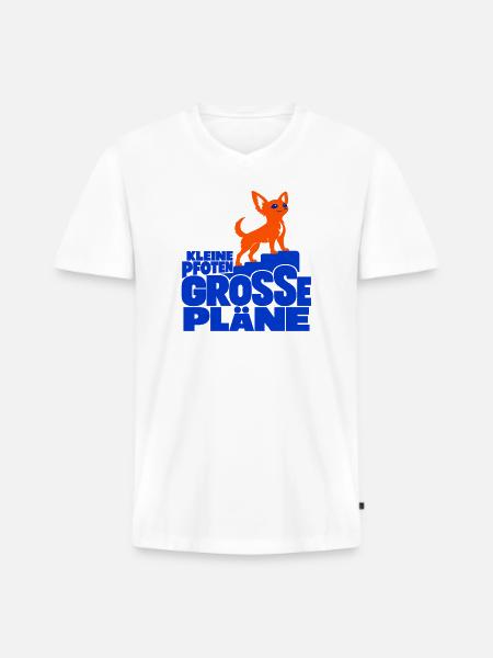 Kleine Pfoten, große Pläne – Chihuahua - Männer Premium Bio T-Shirt mit V-Ausschnitt - Weiß