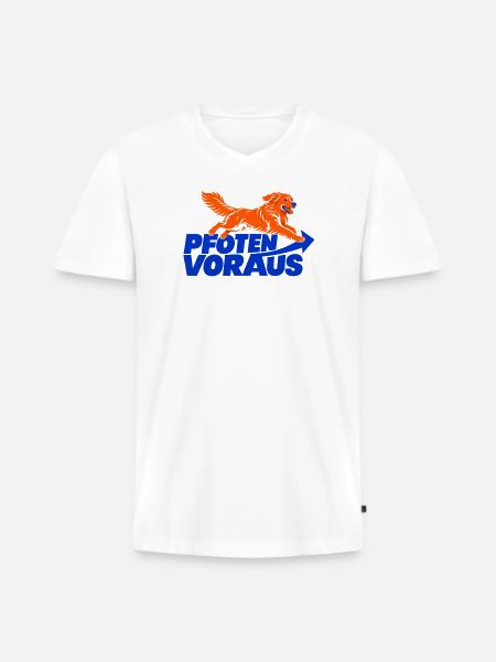 Pfoten voraus – Golden Retriever - Männer Premium Bio T-Shirt mit V-Ausschnitt - Weiß