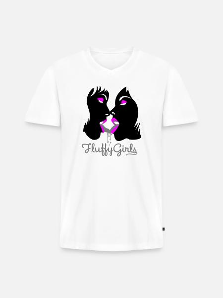 fluffy girls - Männer Premium Bio T-Shirt mit V-Ausschnitt - Weiß