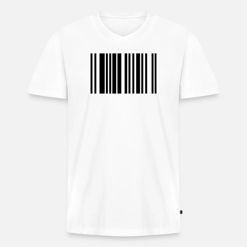 barcode - Männer Premium Bio T-Shirt mit V-Ausschnitt - Weiß