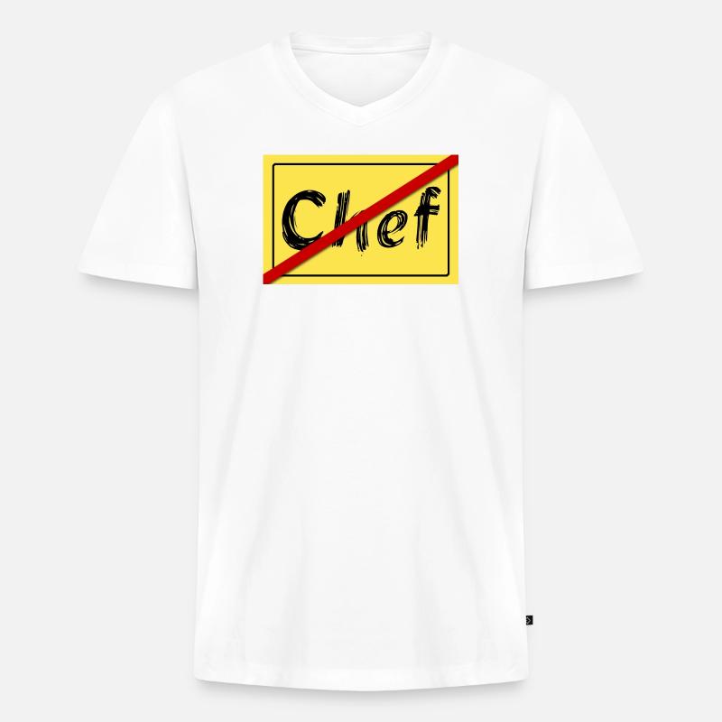 Ex-Chef - Männer Premium Bio T-Shirt mit V-Ausschnitt - Weiß