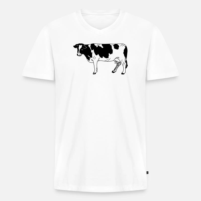 Kuh schwarzpelzig, Milchrasse - Männer Premium Bio T-Shirt mit V-Ausschnitt - Weiß