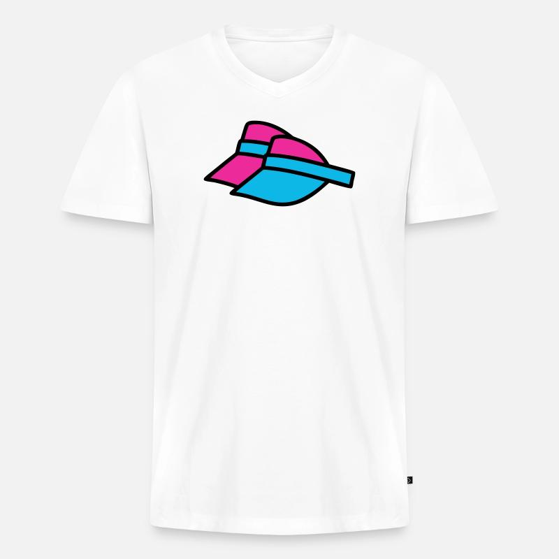 90er Sonnenblenden Retro Visor - Männer Premium Bio T-Shirt mit V-Ausschnitt - Weiß