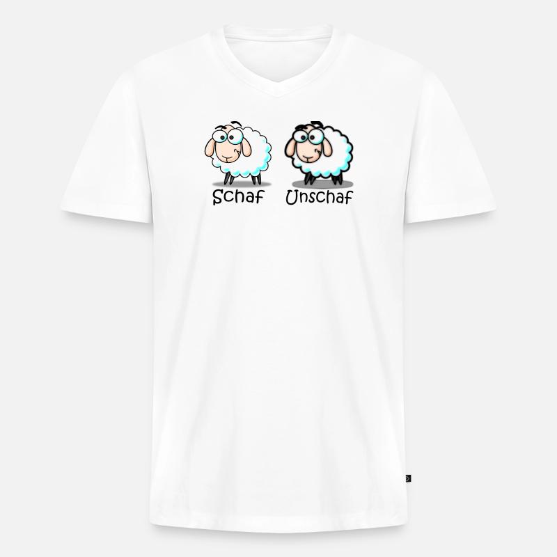 Schaf - Männer Premium Bio T-Shirt mit V-Ausschnitt - Weiß