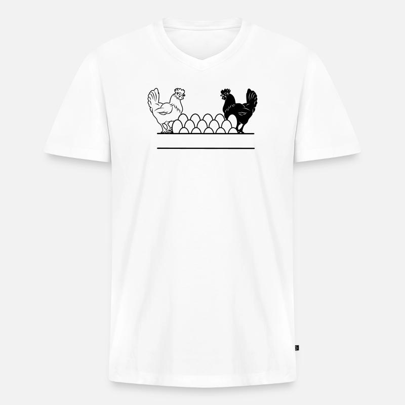 Hähnchen dunkles und helles Monogramm - Männer Premium Bio T-Shirt mit V-Ausschnitt - Weiß