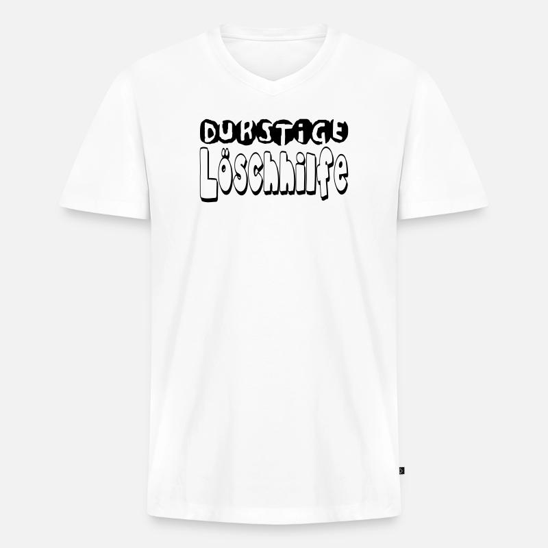 durstigelöschhilfe - Männer Premium Bio T-Shirt mit V-Ausschnitt - Weiß