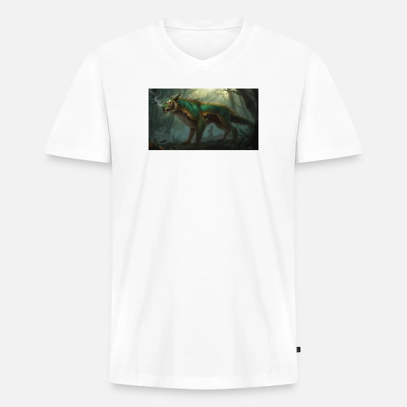 Drachentiger 2 - Männer Premium Bio T-Shirt mit V-Ausschnitt - Weiß