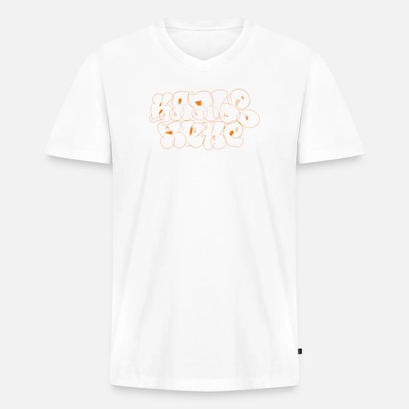 Orangene Graffiti Karlsruhe Souvenir - Männer Premium Bio T-Shirt mit V-Ausschnitt - Weiß