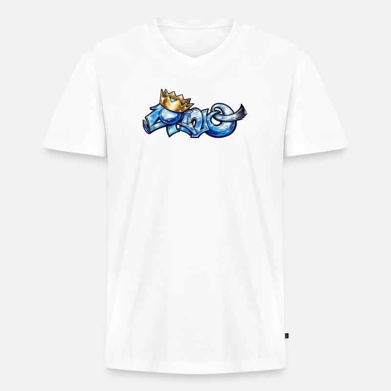 Cano-Blau - Männer Premium Bio T-Shirt mit V-Ausschnitt - Weiß