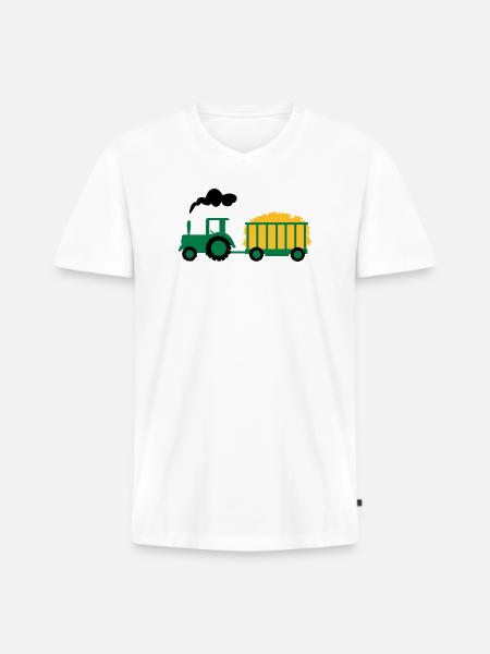 tractor - Men's Premium Organic T-shirt with V-neck - white