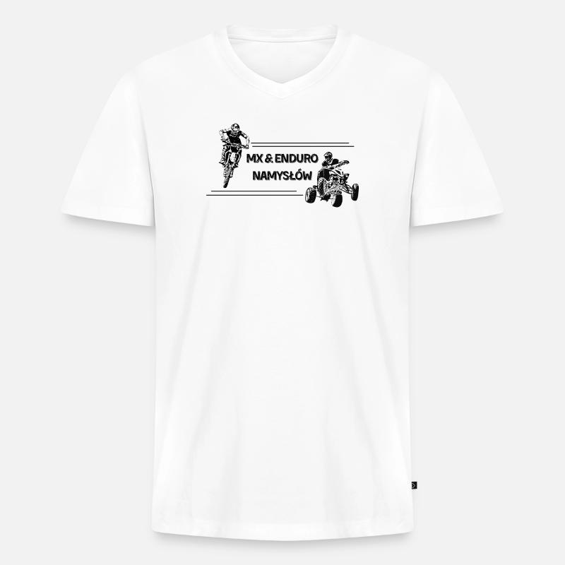 EnduroNamysłów MX&EnduroNamysłów Kollektion - Männer Premium Bio T-Shirt mit V-Ausschnitt - Weiß