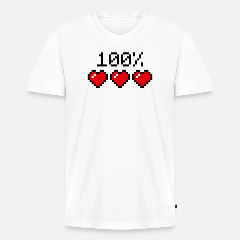 Hundertprozent Statement Partner oder Sportler - Männer Premium Bio T-Shirt mit V-Ausschnitt - Weiß