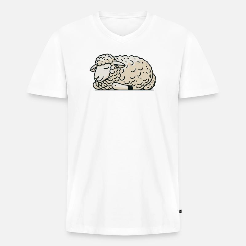 Schaf - Männer Premium Bio T-Shirt mit V-Ausschnitt - Weiß