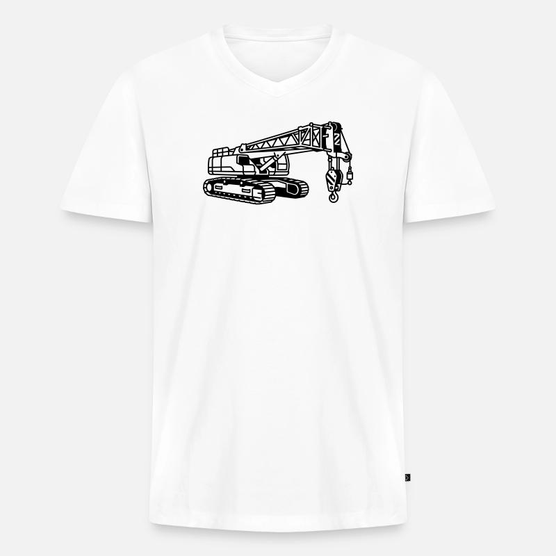 Kranmaschine - Männer Premium Bio T-Shirt mit V-Ausschnitt - Weiß