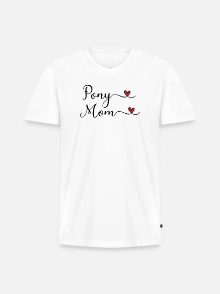 Pony Mama - Männer Premium Bio T-Shirt mit V-Ausschnitt - Weiß