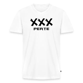 XXX - perte - T-shirt encolure en V Premium bio Homme - blanc - Devant - Nico (187cm)