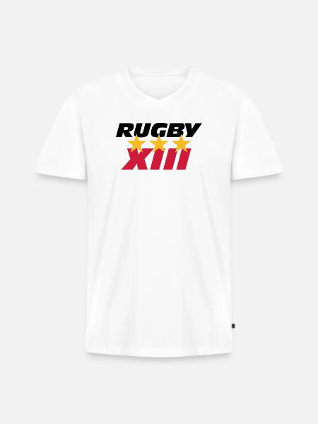 Rugby XIII - Men's Premium Organic T-shirt with V-neck - white