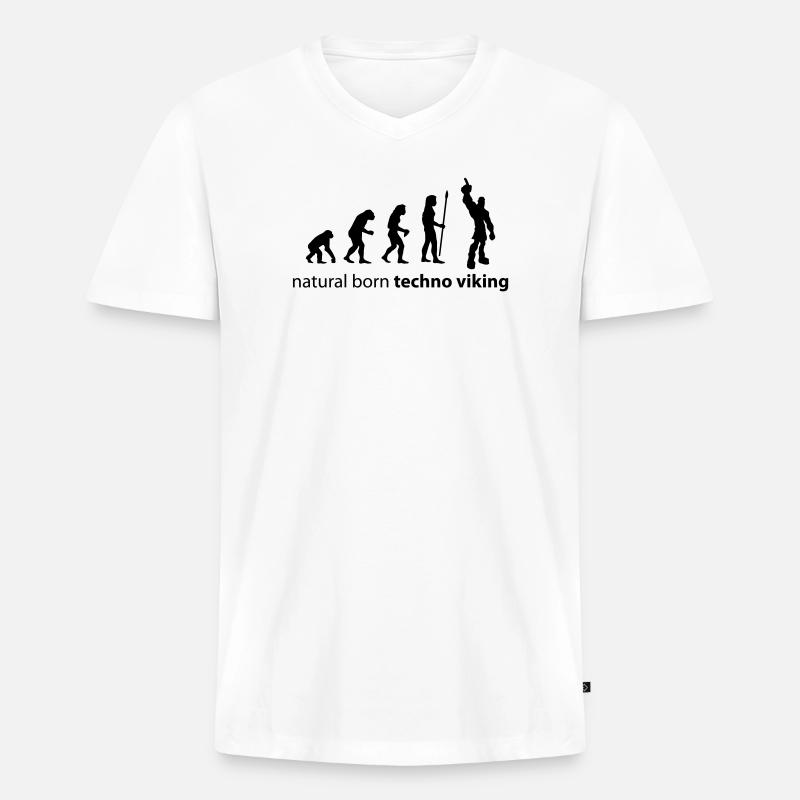 evolution_techno_viking - Männer Premium Bio T-Shirt mit V-Ausschnitt - Weiß