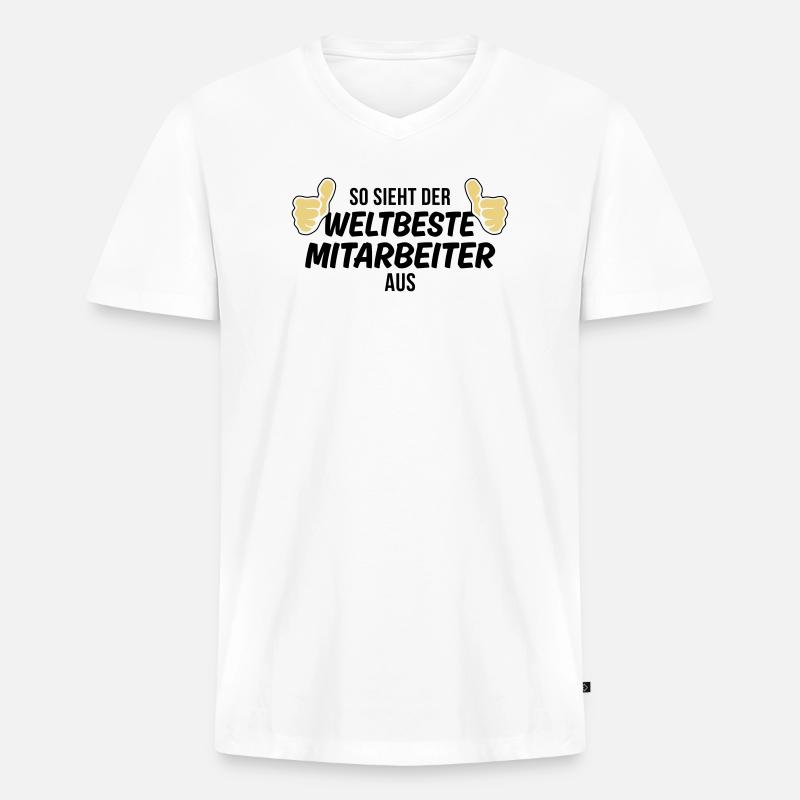 der weltbeste mitarbeiter - Männer Premium Bio T-Shirt mit V-Ausschnitt - Weiß