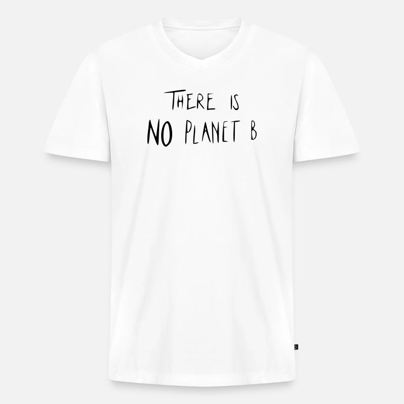 There is NO Planet B - Männer Premium Bio T-Shirt mit V-Ausschnitt - Weiß
