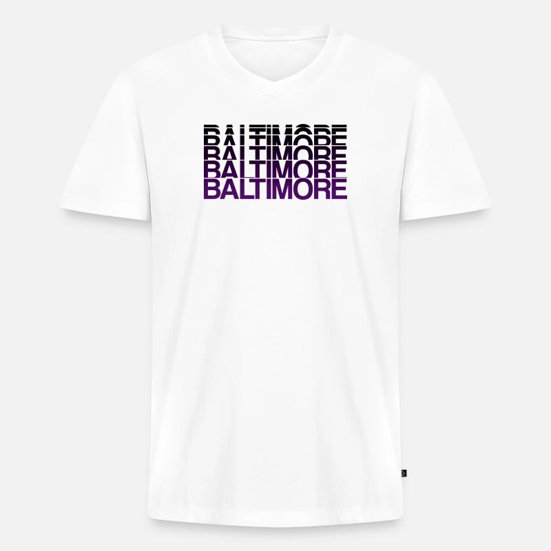 Baltimore Violett Gradient Stil - Männer Premium Bio T-Shirt mit V-Ausschnitt - Weiß