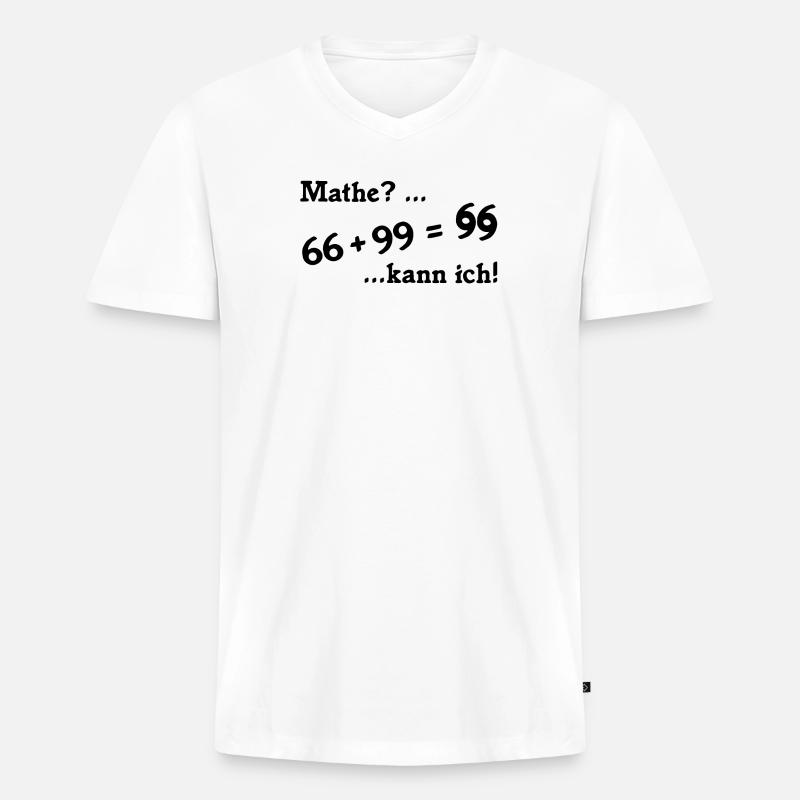 66plus99 v2 schwarz - Männer Premium Bio T-Shirt mit V-Ausschnitt - Weiß