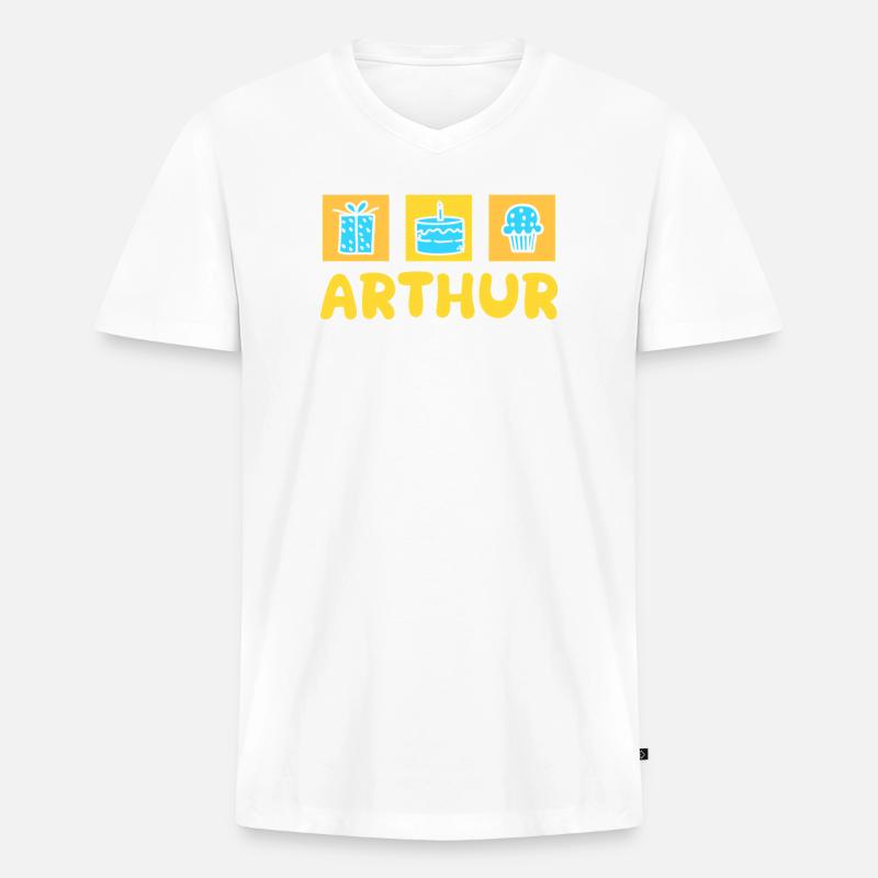 Arthur als Geschenk - Männer Premium Bio T-Shirt mit V-Ausschnitt - Weiß