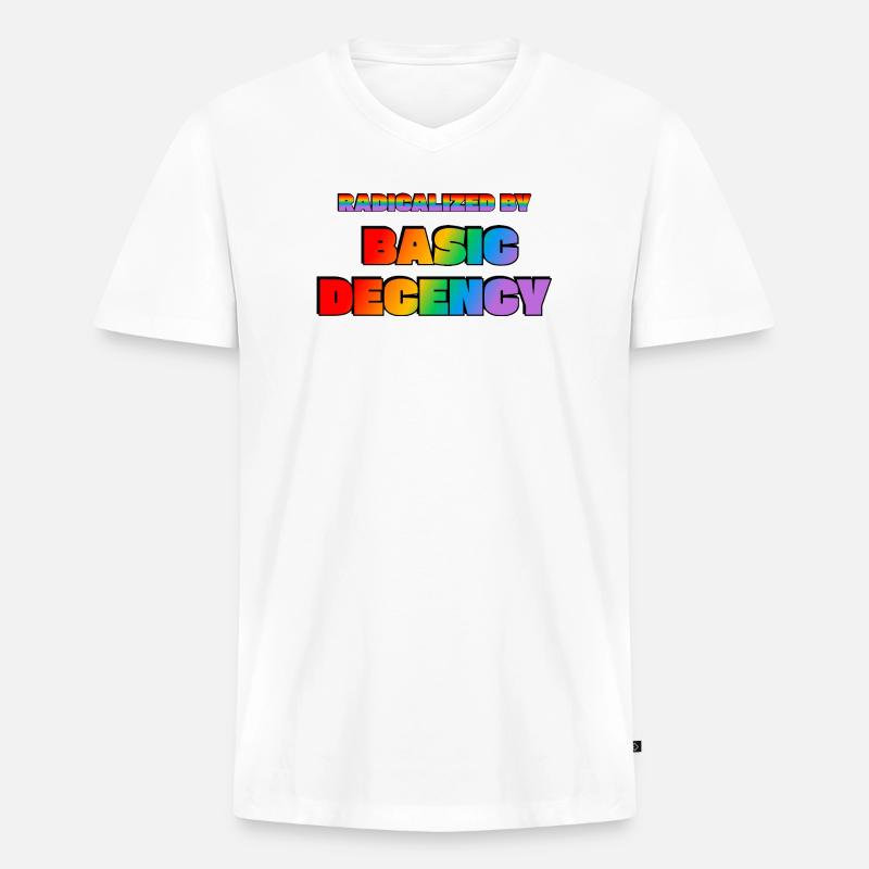 Radicalized by Basic Decency - Men's Premium Organic T-shirt with V-neck - white