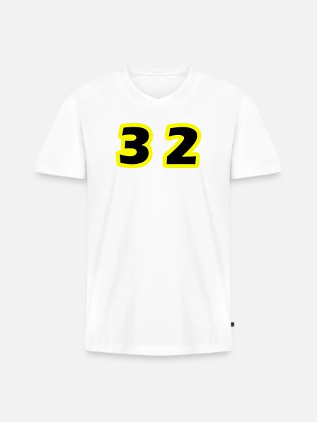 32 Number Symbol - Men's Premium Organic T-shirt with V-neck - white