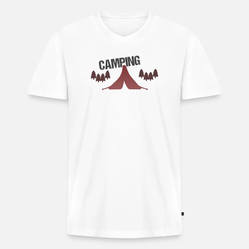Sunset Forest Campingzelt - Männer Premium Bio T-Shirt mit V-Ausschnitt - Weiß