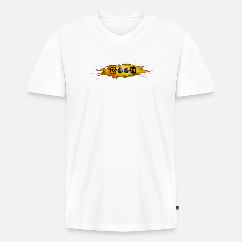 DRÖHNEN - Männer Premium Bio T-Shirt mit V-Ausschnitt - Weiß