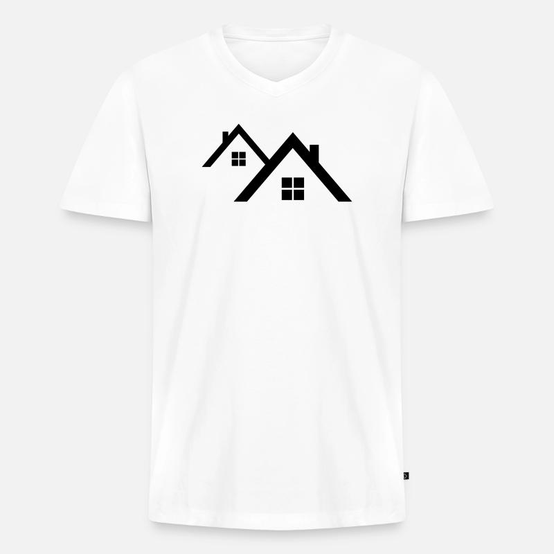 Dach - Männer Premium Bio T-Shirt mit V-Ausschnitt - Weiß