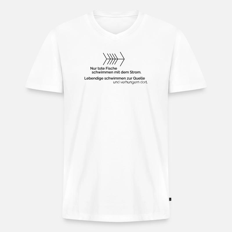 Mit dem Strom - Männer Premium Bio T-Shirt mit V-Ausschnitt - Weiß