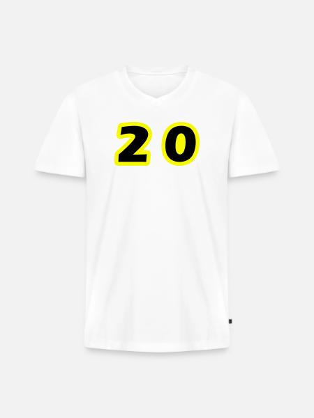 20 Symbole numérique - T-shirt encolure en V Premium bio Homme - blanc