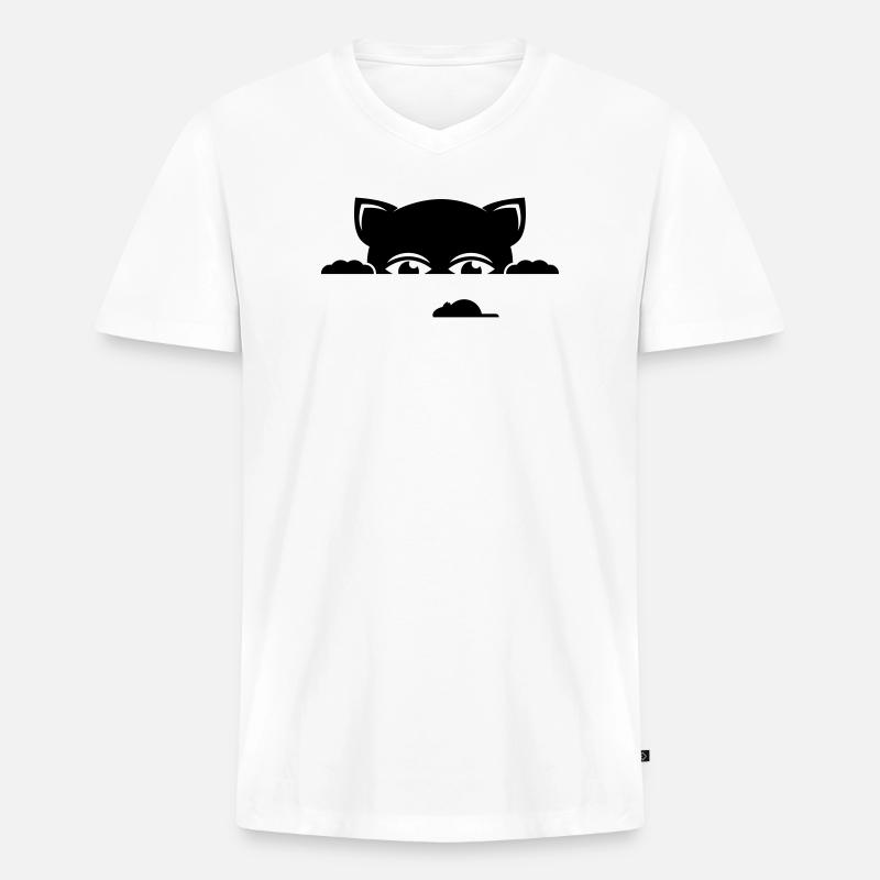 katze - Männer Premium Bio T-Shirt mit V-Ausschnitt - Weiß