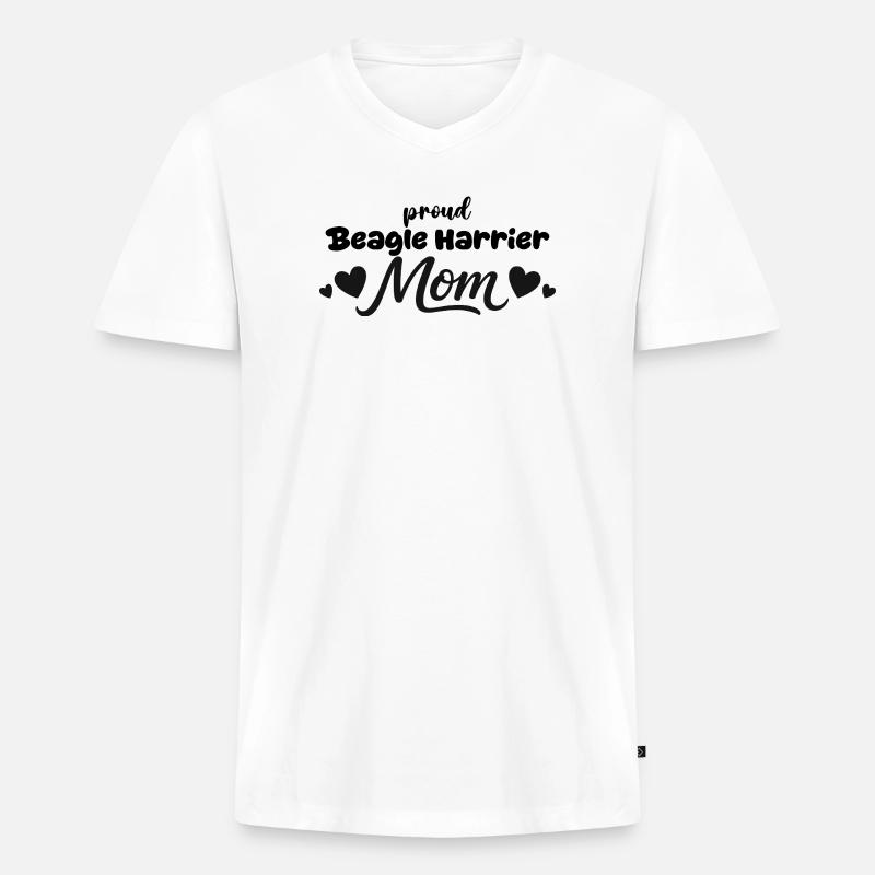 Stolze Beagle Harrier Mutter, Beagle-harrier - Männer Premium Bio T-Shirt mit V-Ausschnitt - Weiß