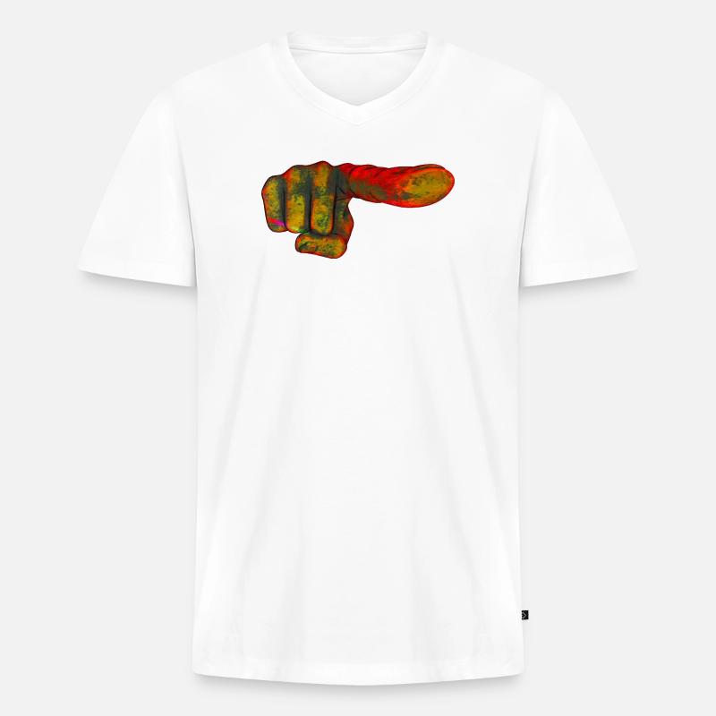 Farbexplosion Zeigefinger - Männer Premium Bio T-Shirt mit V-Ausschnitt - Weiß