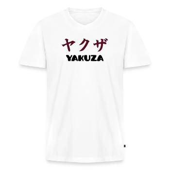 Yakuza (V) - Männer Premium Bio T-Shirt mit V-Ausschnitt - Weiß - Vorne - Nico (187cm)