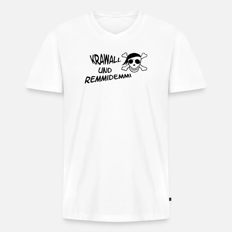 Krawall und Remmidemmi - Männer Premium Bio T-Shirt mit V-Ausschnitt - Weiß