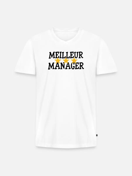 Meilleur Manager - T-shirt encolure en V Premium bio Homme - blanc