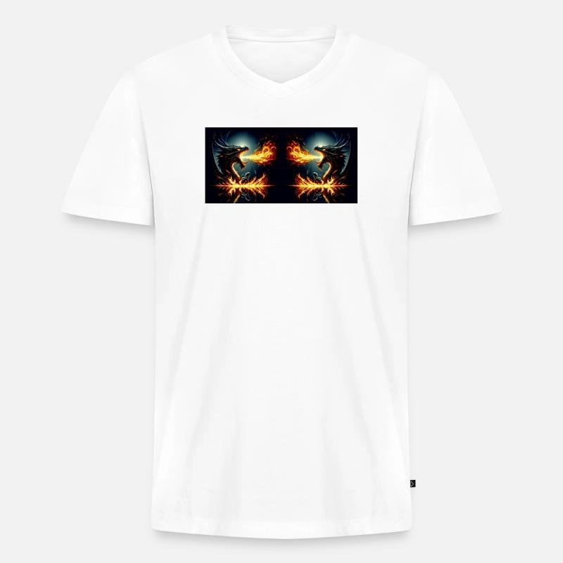 Flamenkampf - Männer Premium Bio T-Shirt mit V-Ausschnitt - Weiß