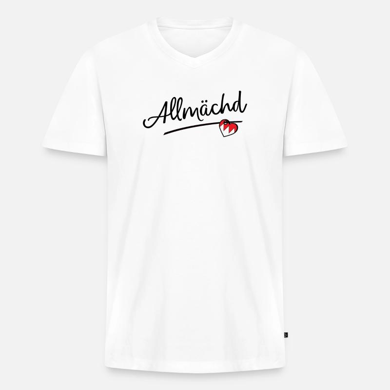 Allmächd - Männer Premium Bio T-Shirt mit V-Ausschnitt - Weiß